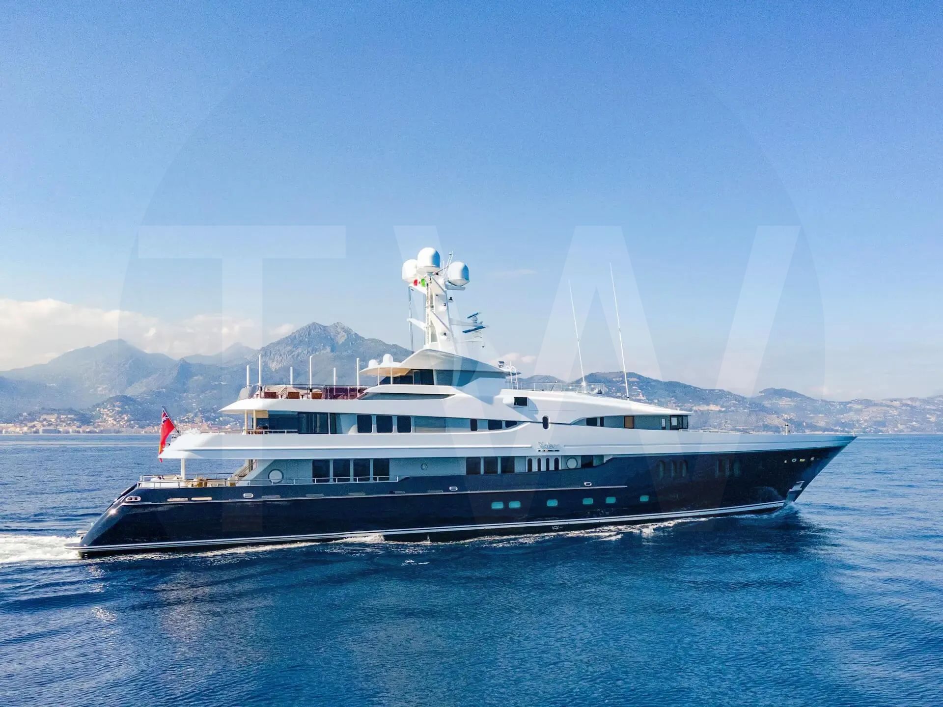 White Kaiser yacht for sale and price, showing the details and features of the interior and exterior available for purchase from LIME Yachts and Brokerage located in Fort Lauderdale Florida.