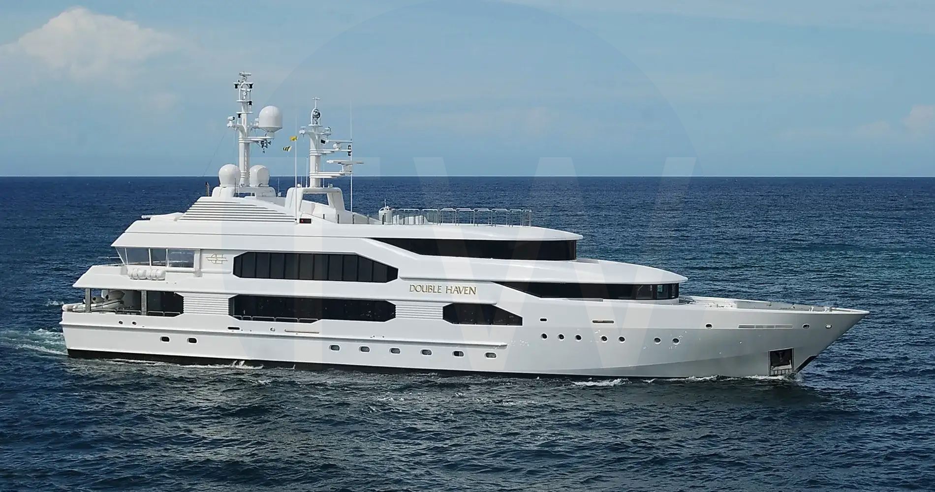 White Double Haven yacht for sale and price, showing the details and features of the interior and exterior available for purchase from LIME Yachts and Brokerage located in Fort Lauderdale Florida.