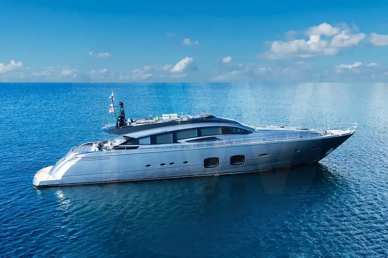 White Aldebaran III yacht - 2026 guide with the owner of the world's 5050th largest yacht, the 30th largest yacht built by superyacht builder Pershing, based in Italy.