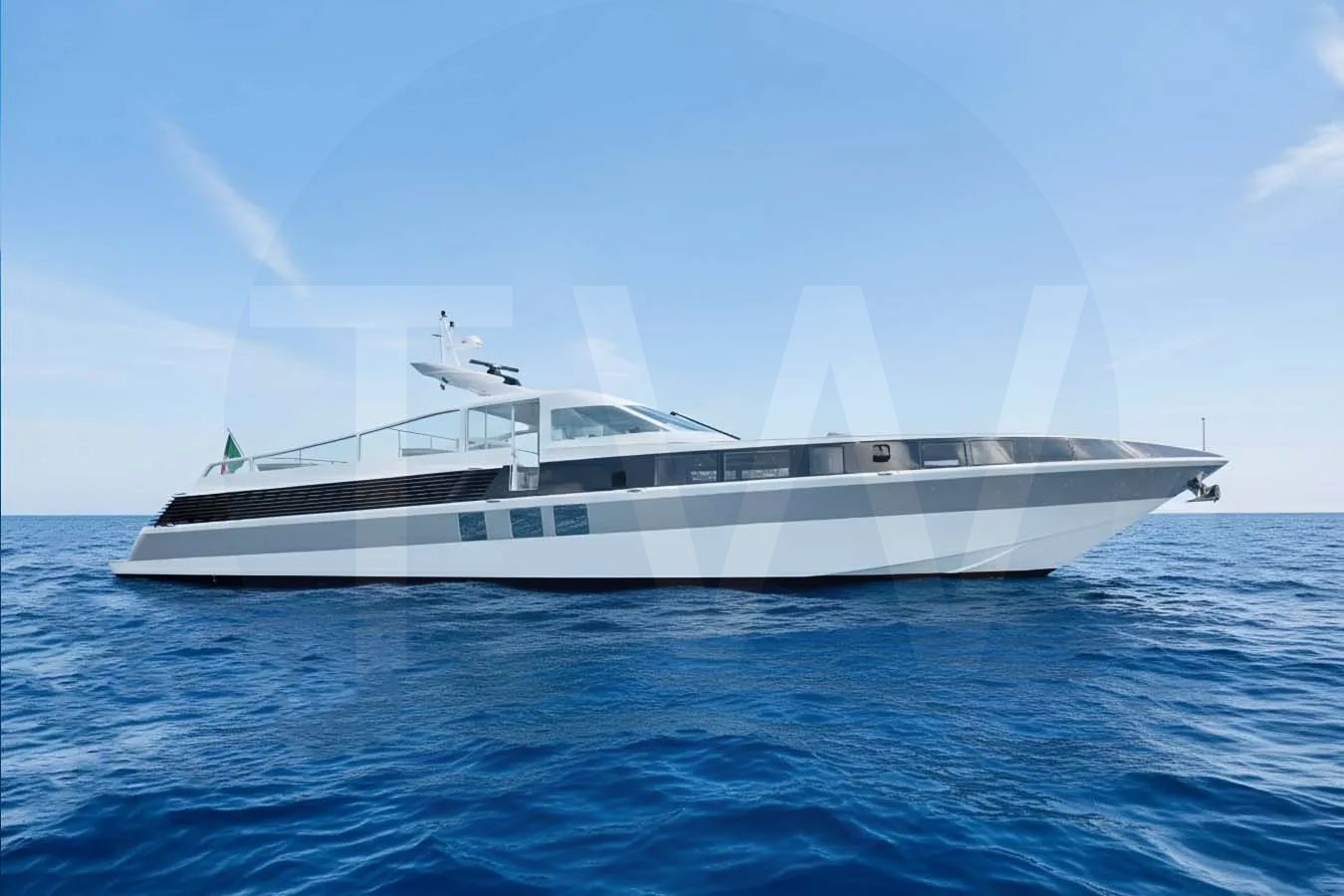 White Zarkava yacht for sale and price, showing the details and features of the interior and exterior available for purchase from LIME Yachts and Brokerage located in Fort Lauderdale Florida.