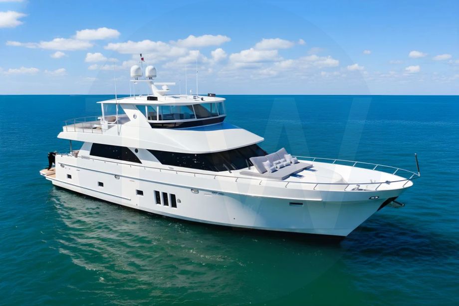 White Calypso yacht for sale and price, showing the details and features of the interior and exterior available for purchase from LIME Yachts and Brokerage located in Fort Lauderdale Florida.