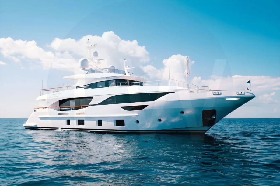 White Bella Vita yacht for sale and price, showing the details and features of the interior and exterior available for purchase from LIME Yachts and Brokerage located in Fort Lauderdale Florida.